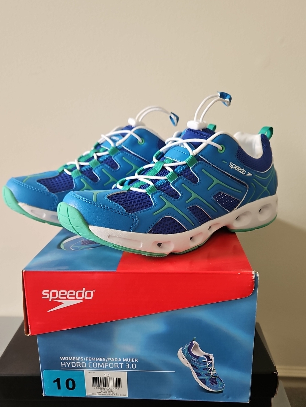 New Speedo Blue & Teal Women's Hydro Comfort 3.0 Water Shoes  Sz 10